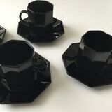 Art Deco-style black coffee cups