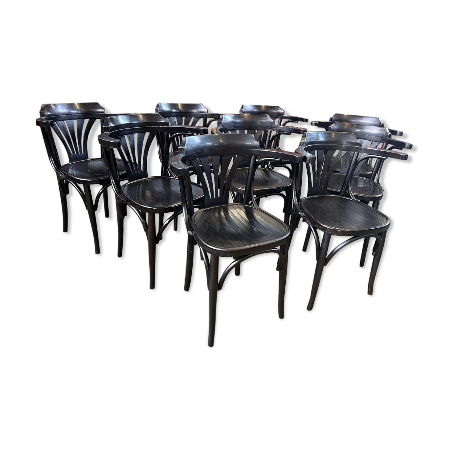 Set of 9 bistro armchairs