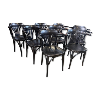 Set of 9 bistro armchairs