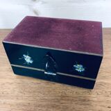 Black jewelry box - hand-painted flowers