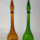 Carafe bottle in green glass bubbles Empoli 60s