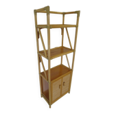 Bibliothéque -vintage 3 niveaux avec 2 portes - bois rotin tressée et bambou - coloris naturel