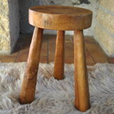 Tabouret tripode en bois vers 1950