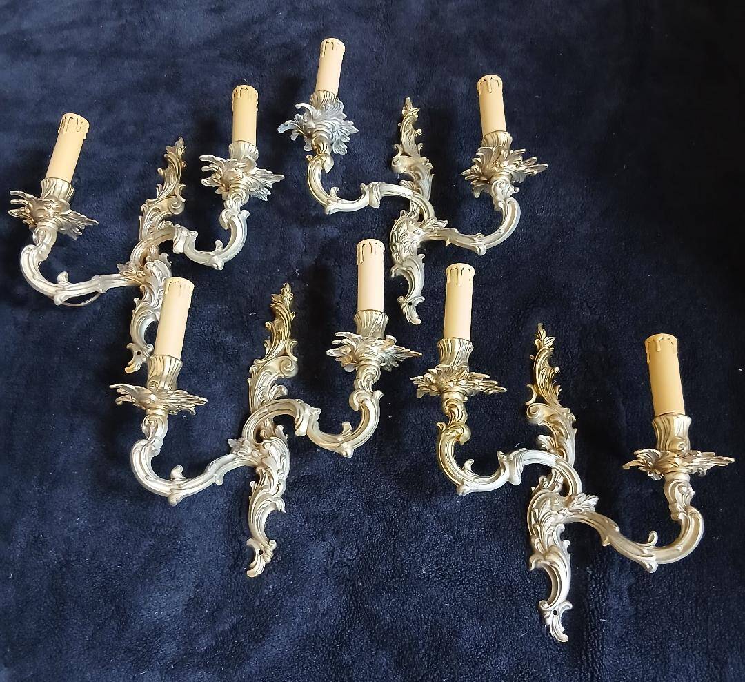 4 splendid wall sconces candle holders bronze Louis XVI XV style
