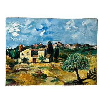 Tableau paysage provençale et rose