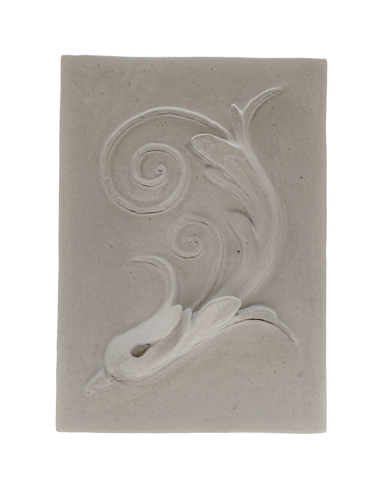 Plaster bas-relief of an acanthus leaf.