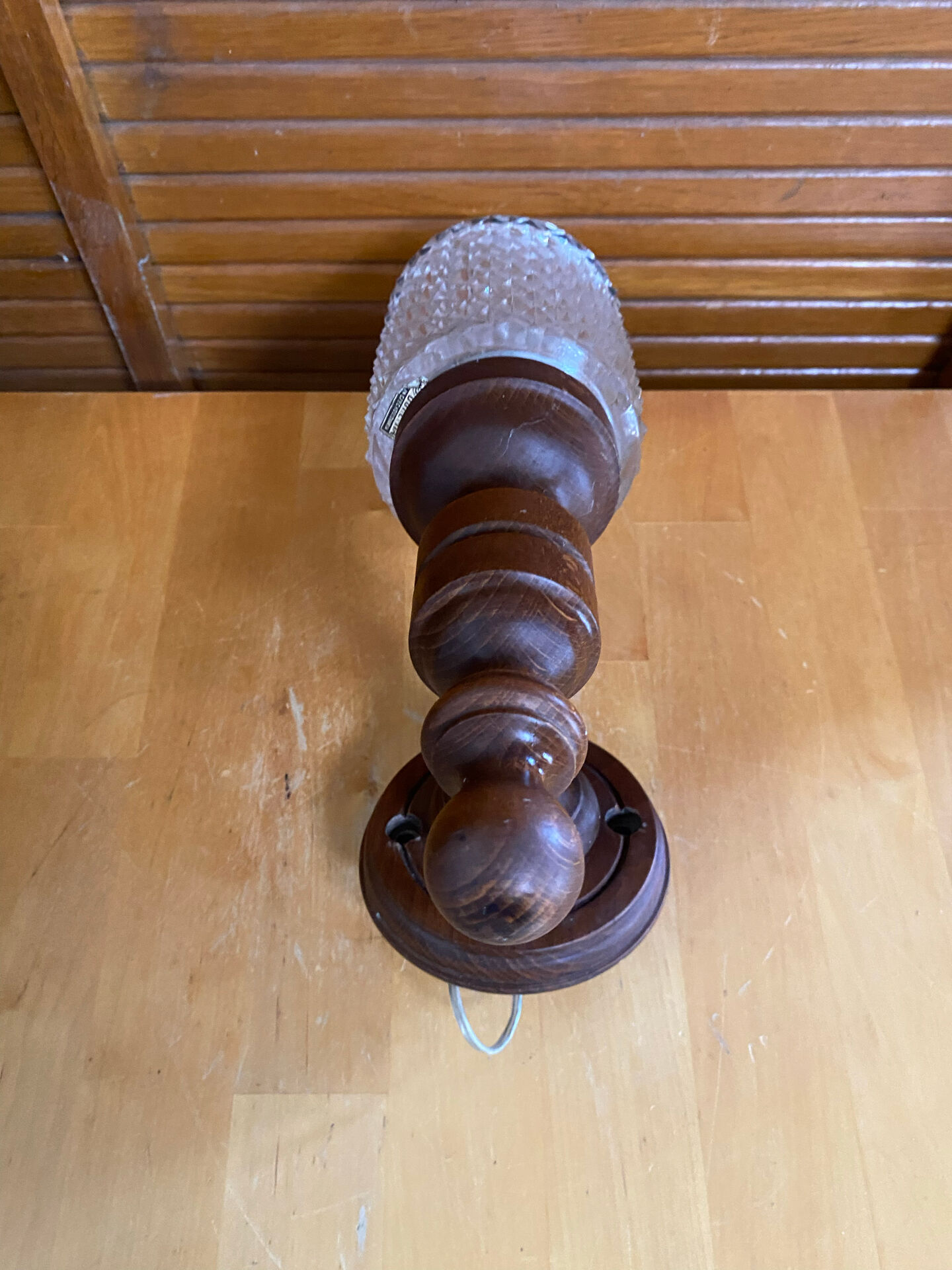 Vintage wall sconce mobelhaus wood + bohemia crystal globe