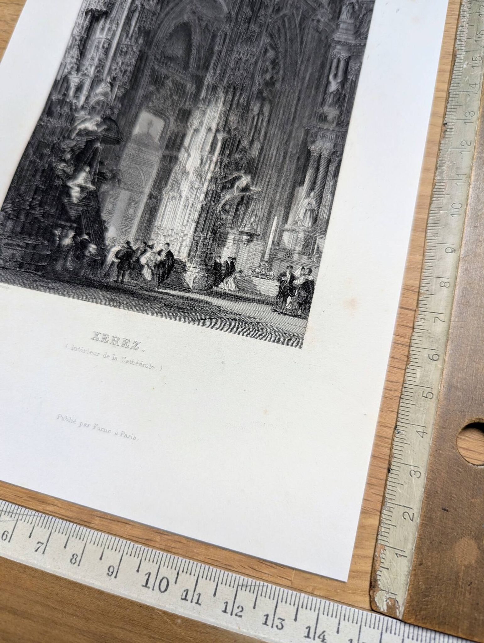 Cathedral of Xerez, vintage engraving, printed in 1841.