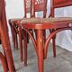 Chaises de bistrot italiennes vintage - Bois rougeâtre, tissu marron, années 1980 - Lot de 6