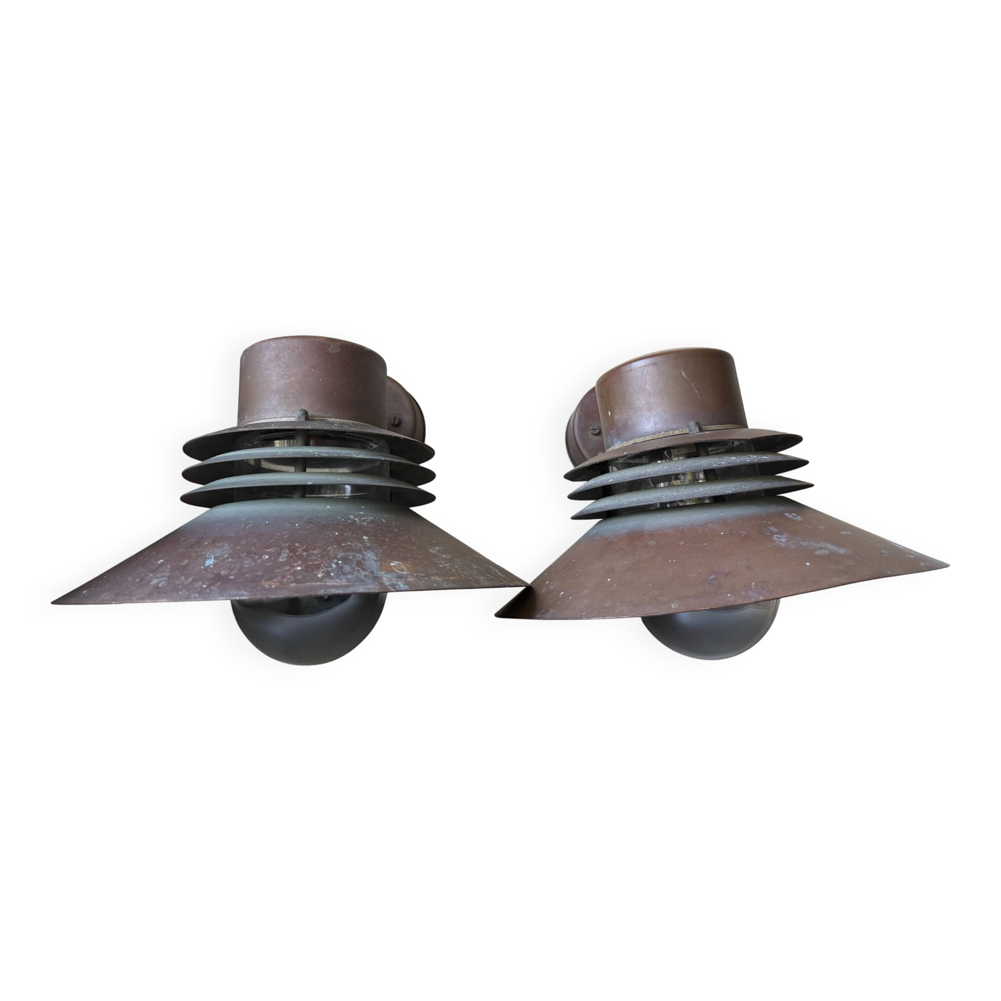 Pair of Danish Vintage Copper Wall Lamps