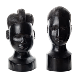 Pair of African busts carved in ironwood / ebony / vintage / book clamps
