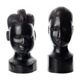 Pair of African busts carved in ironwood / ebony / vintage / book clamps