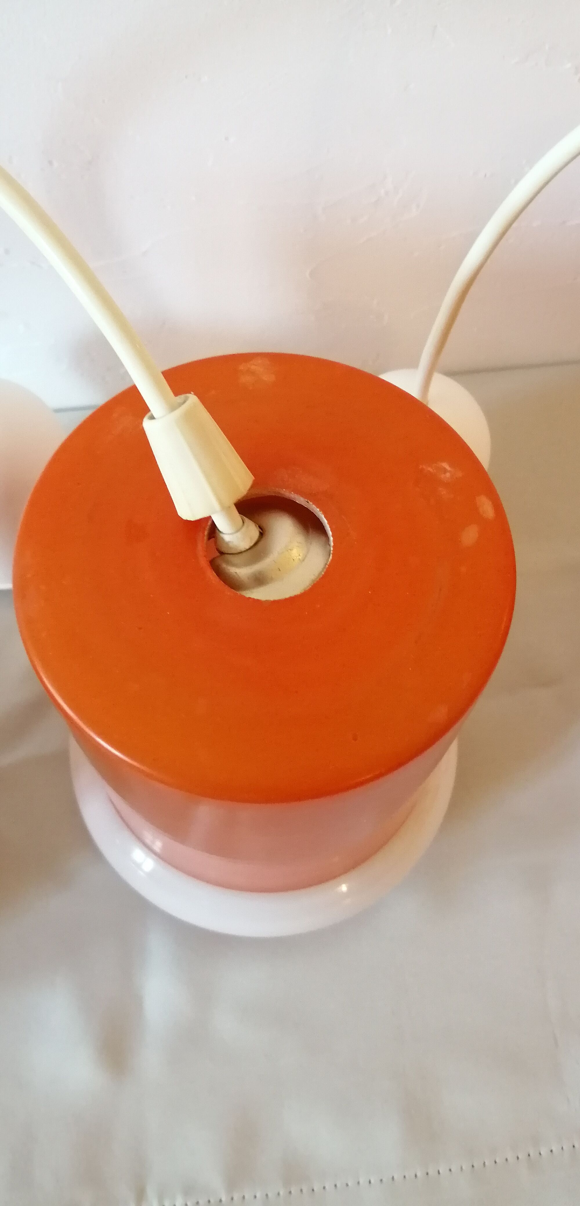 Set de 3 suspensions en opaline orange vintage