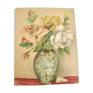 Tableau ancien bouquet de roses