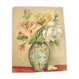 Tableau ancien bouquet de roses