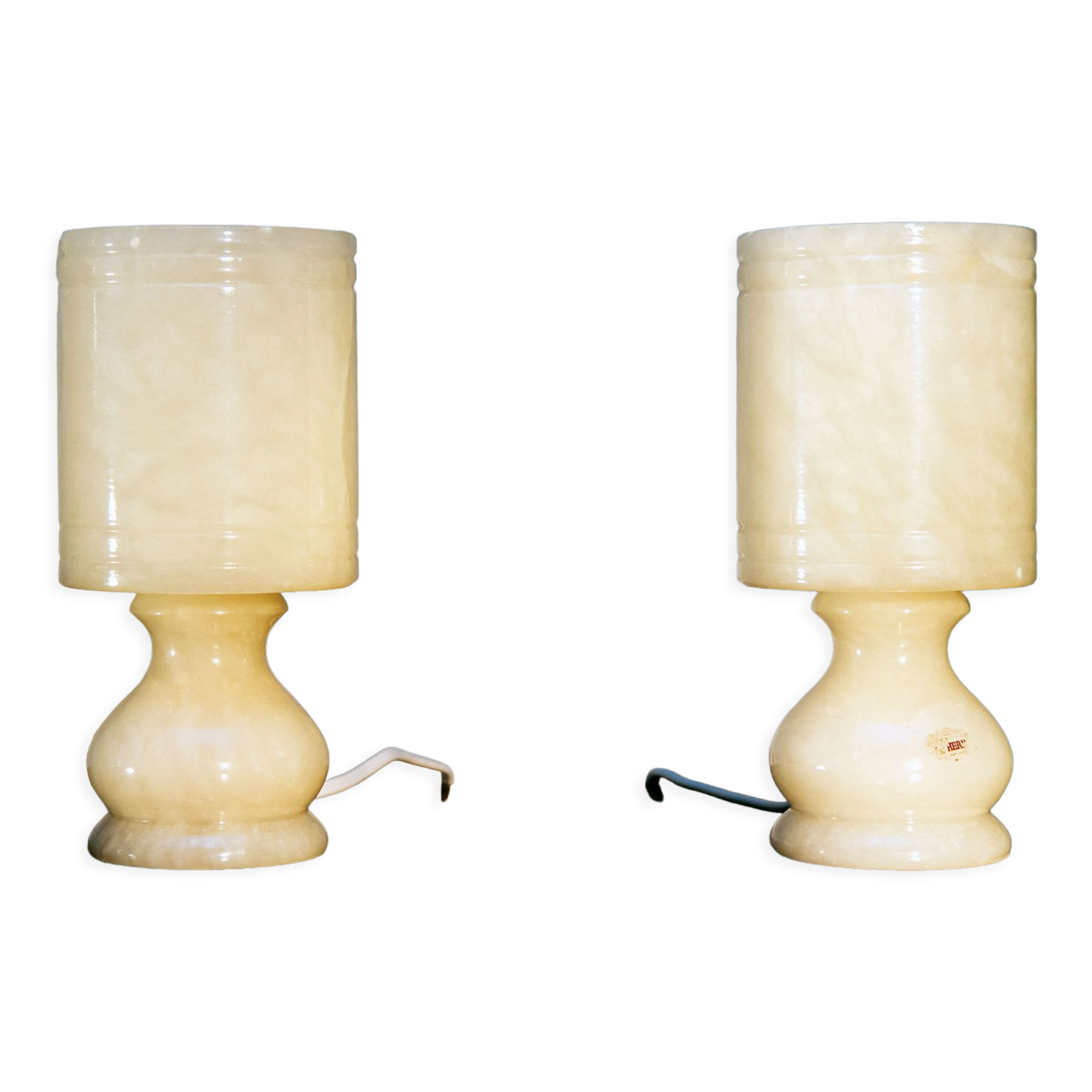 Paire de lampes en albâtre , vintage 1970
