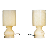 Pair of alabaster lamps, vintage 1970