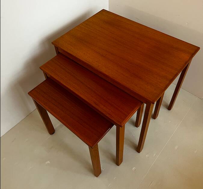 Danish nesting tables in vintage teak.