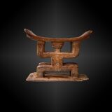 Seat featuring a caryatid couple ashanti culture, ghana