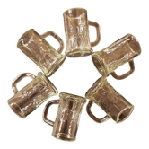 6 shot glasses pressed glass molded choppe shape