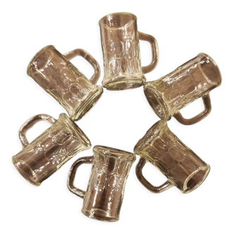 6 shot glasses pressed glass molded choppe shape