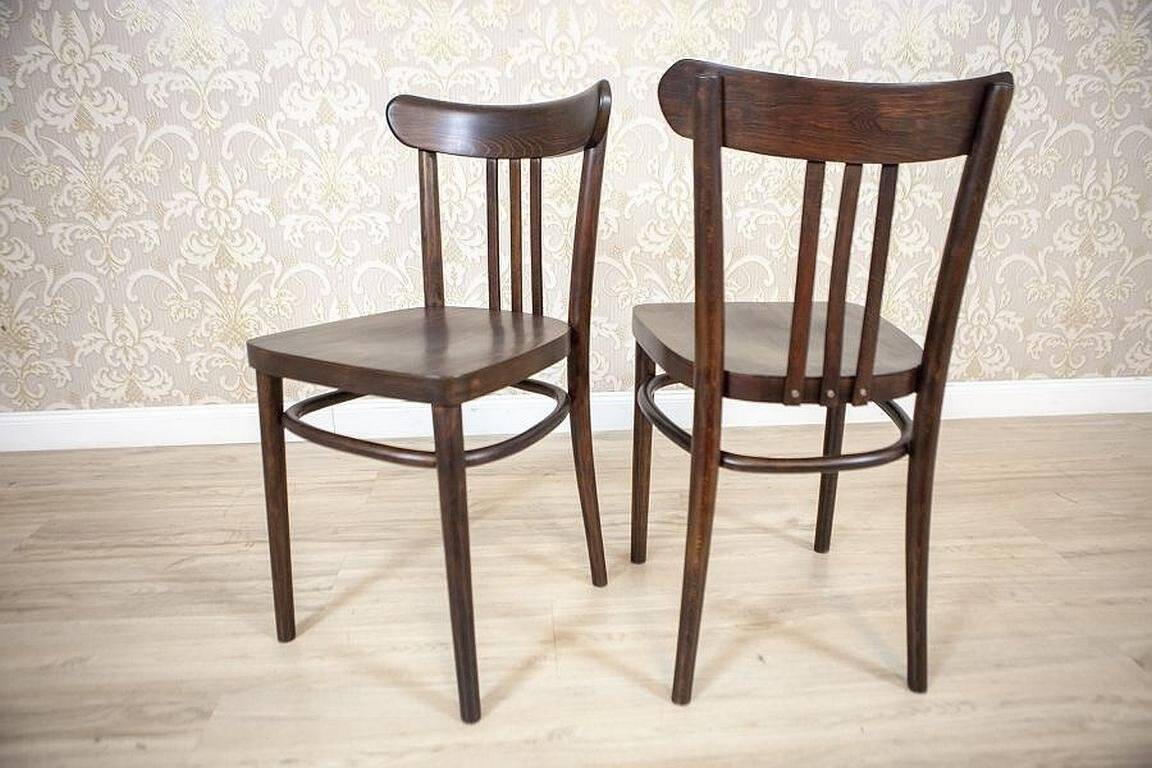 Set of Vintage Brown Beech Chairs, 1950s