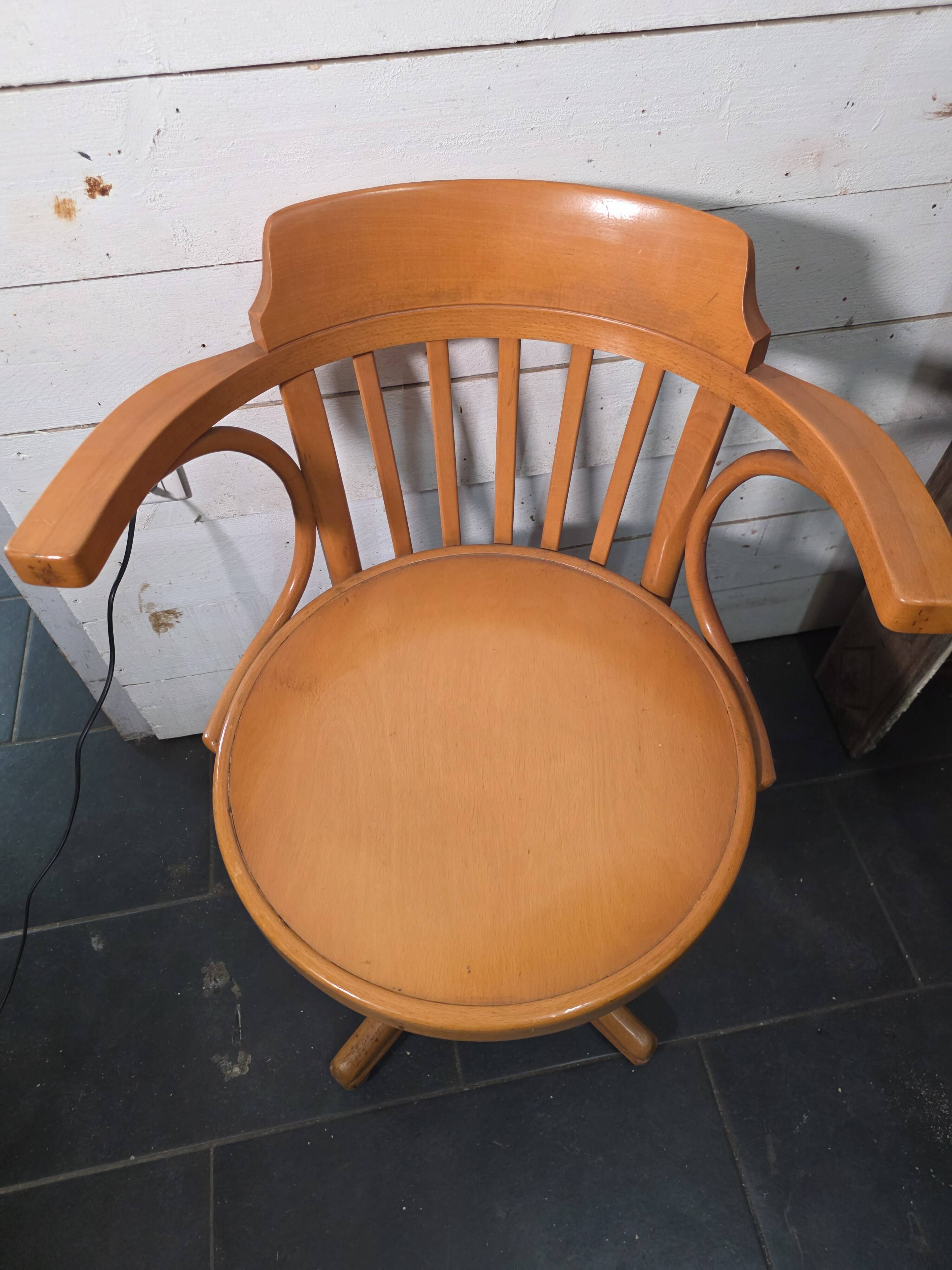Swivel office chair in curved wood, 1950s