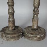 Old pair wooden hat holder patinated vintage 50s