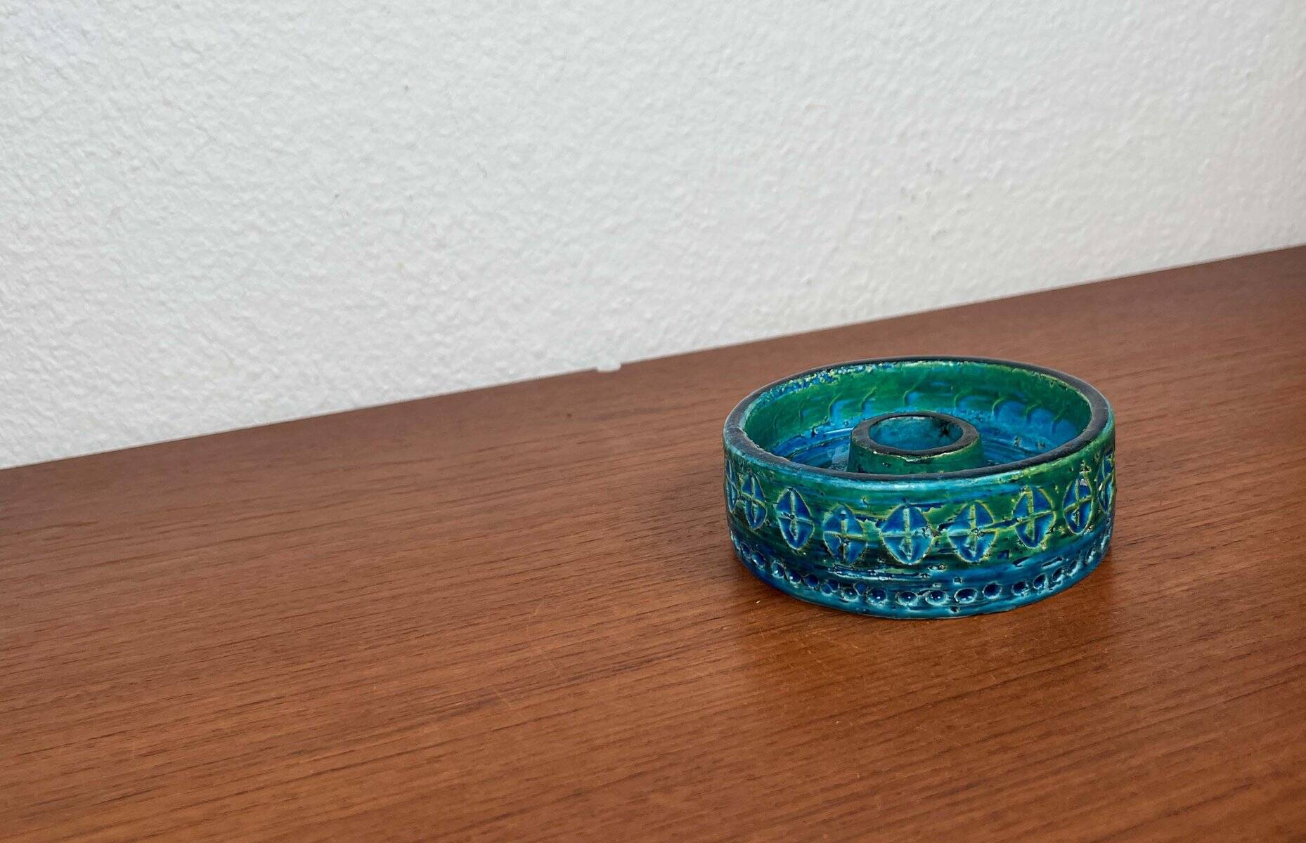 Mid-Century Modern Rimini Blu Pottery Candleholder by Aldo Londi for Bitossi, Italy, 1960s