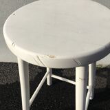 White tinted scandinavian wooden stool 1960