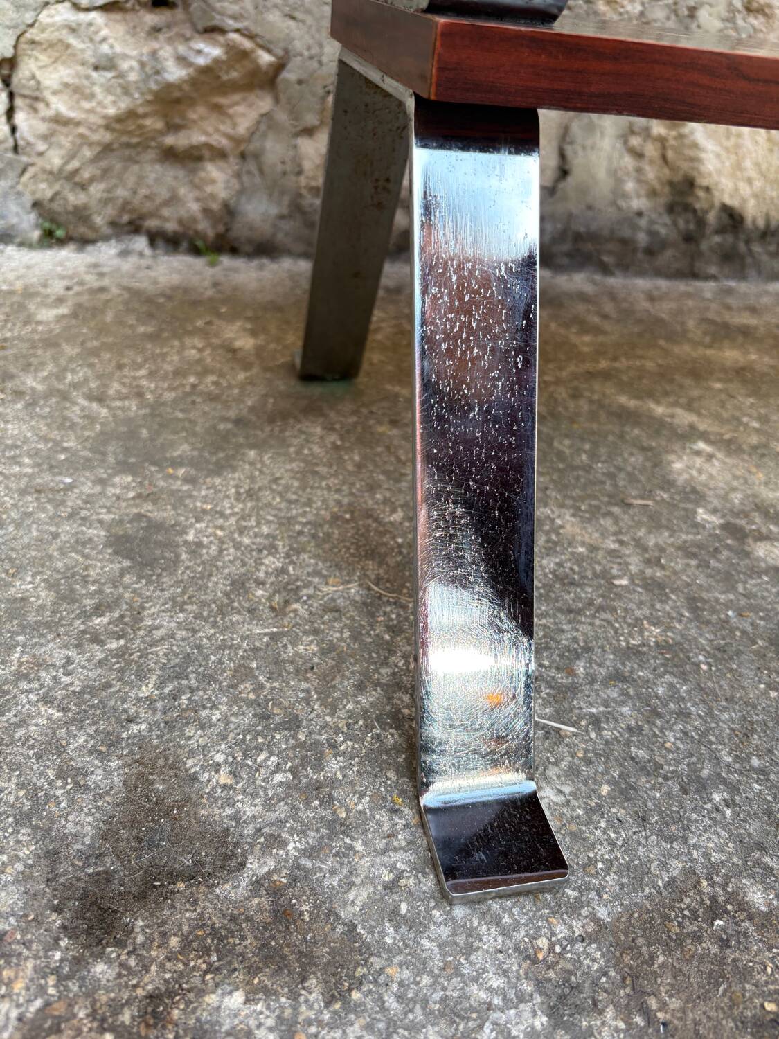 Vintage 1970s ceramic tile coffee table with chrome legs.