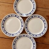 4 vintage earthenware dessert plates with floral pattern