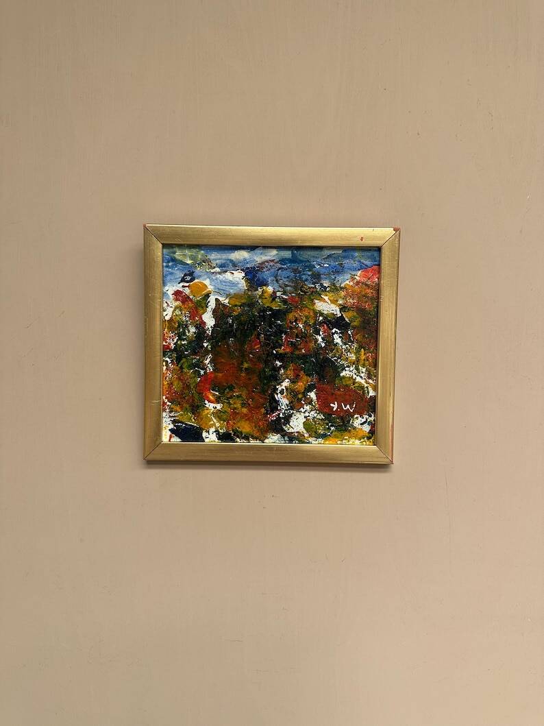 Swedish oil on panel “Folk fran V” by Unknown Artist, Vintage & Framed 27×26cm