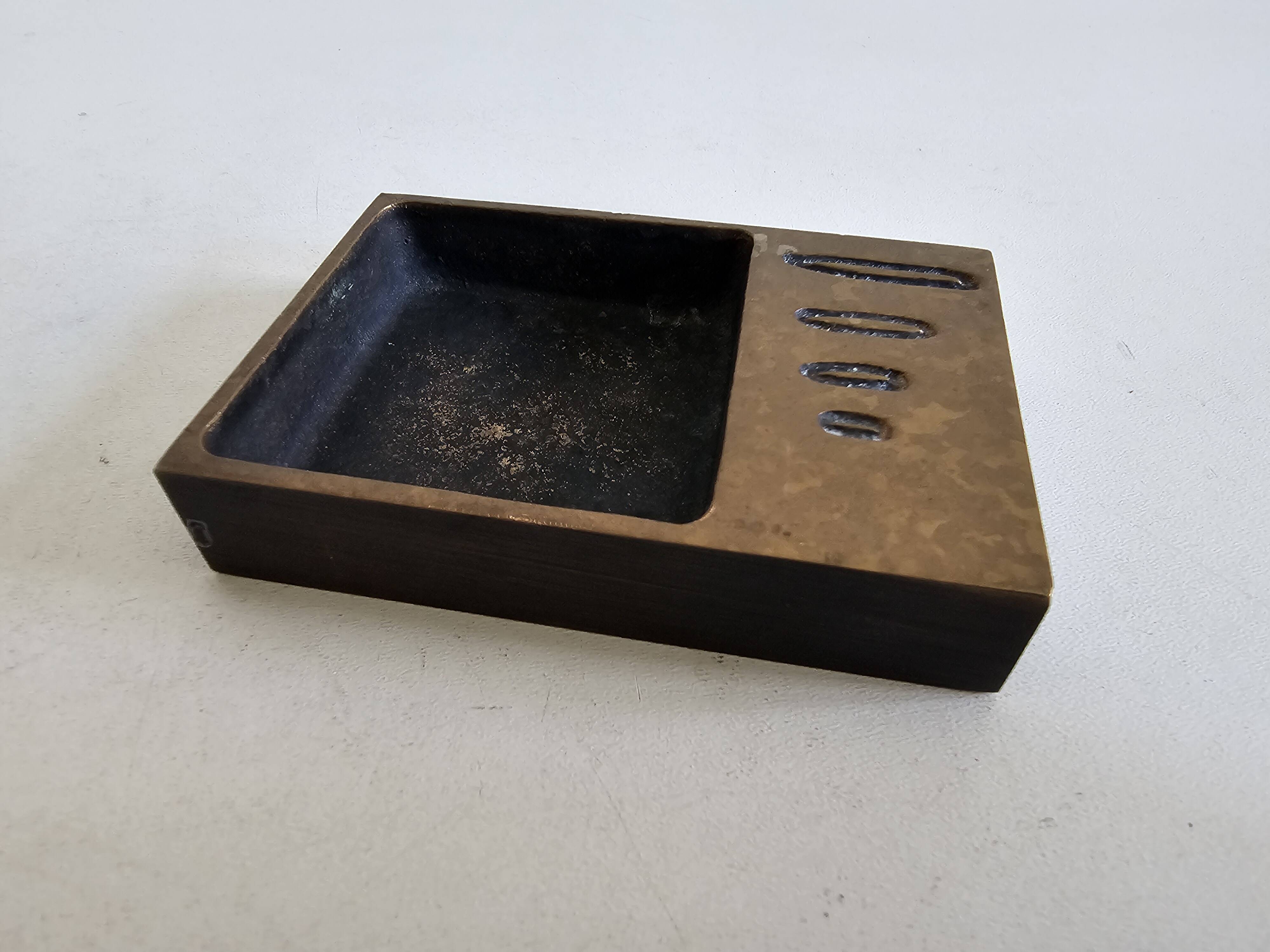 Bronze ashtray attributed to Jacques Lauterbach vintage water from the 1970s