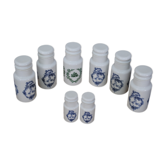 Lot de 8 pots épices apothicaire