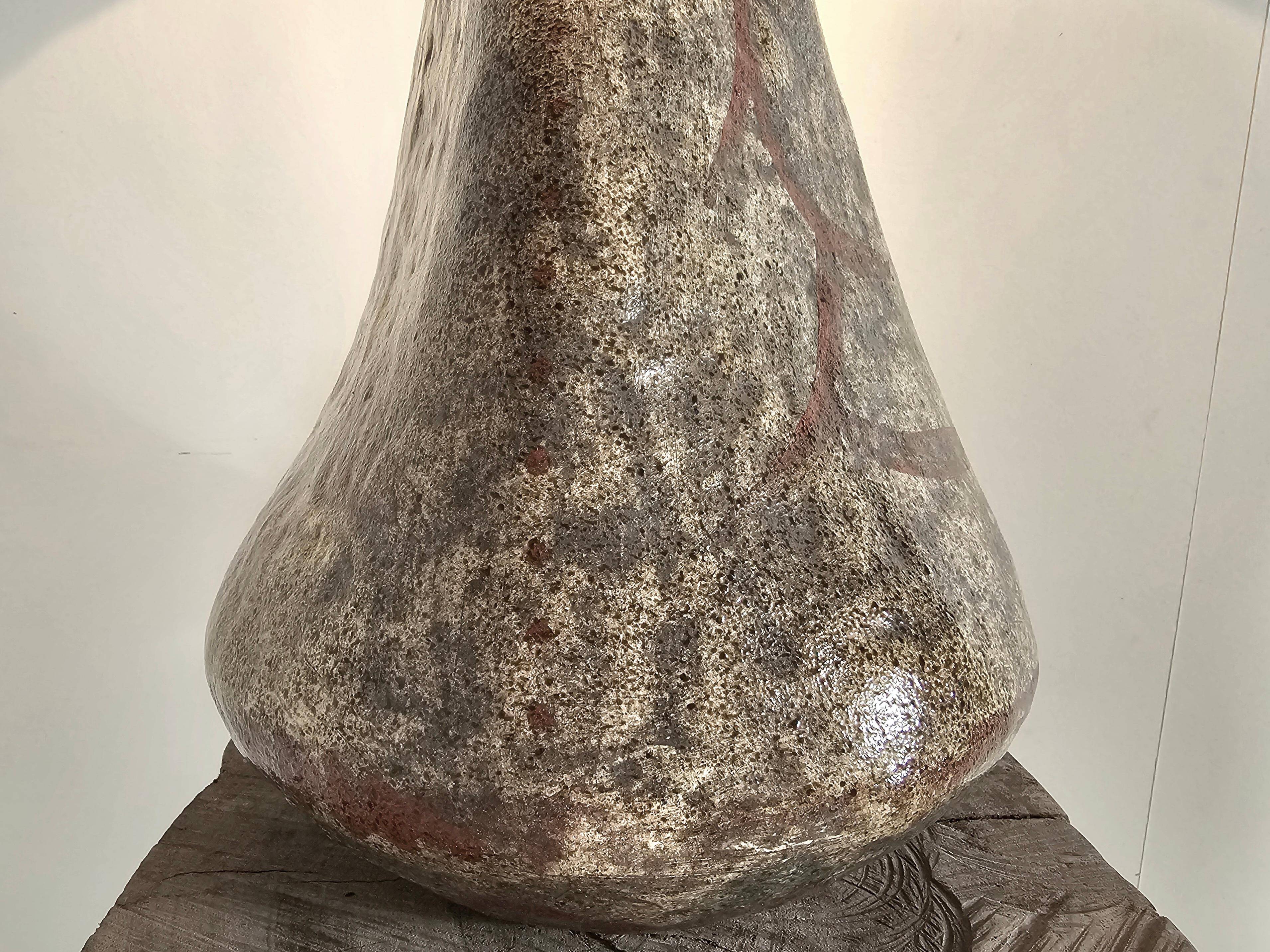 Hand-painted ceramic table lamp in Japanese style, 1970.