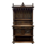 Gothic walnut sideboard with marble top, early 20th century