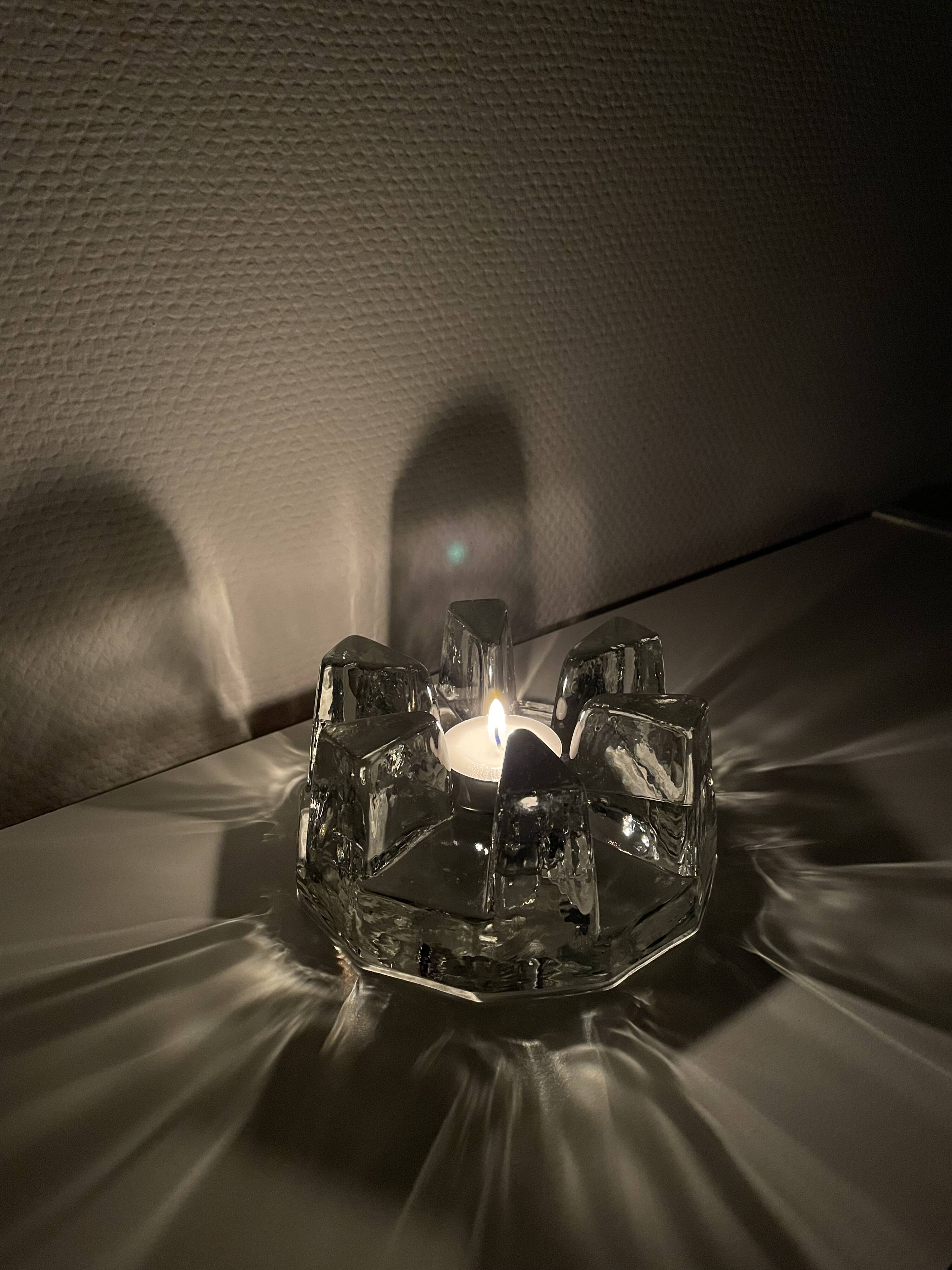 Bougeoir en verre lourd, chauffe-assiette