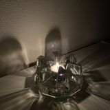 Bougeoir en verre lourd, chauffe-assiette