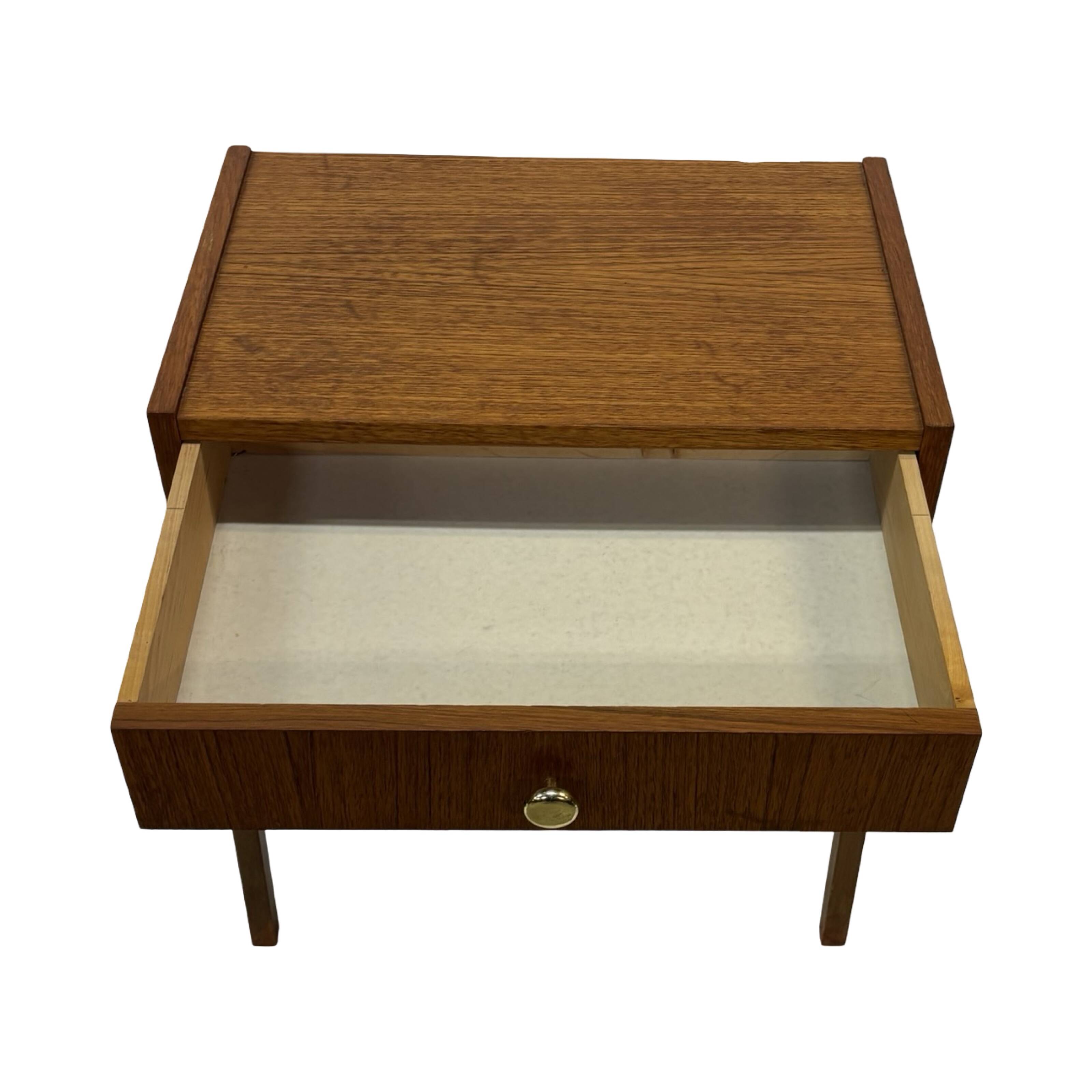 Vintage Compact Cabinet Bedside Table Teak Veneer 1960s