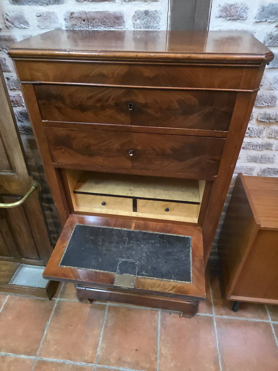 Louis Philippe style mahogany secretary chest.