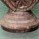 Brutalist candlestick, antique Asian grain sorter in carved wood.