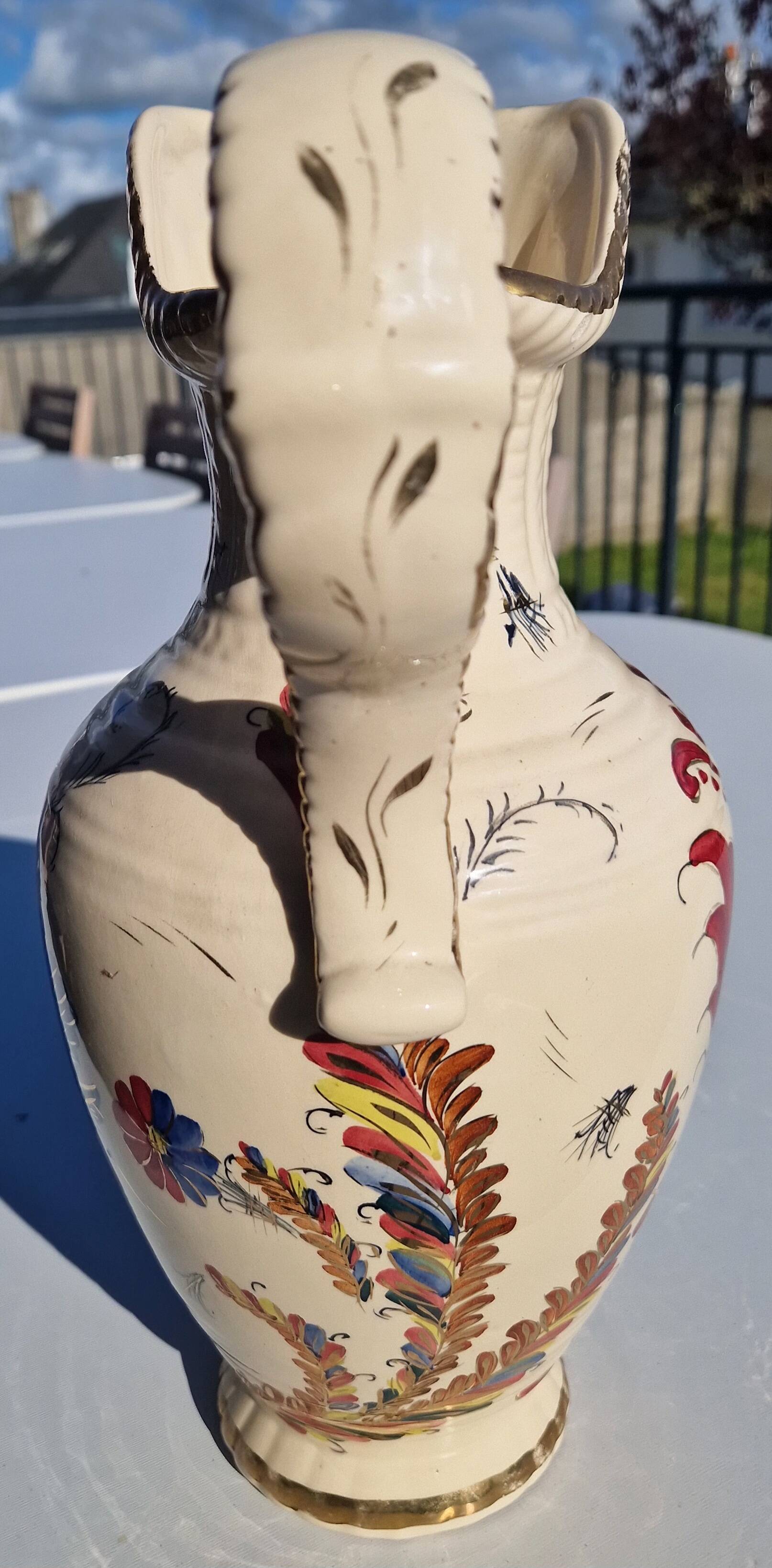 Polychrome ceramic jug, Hubert Bequet in Queragnon