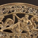 Openwork mythological cup in bronze on pedestal, Renaissance style