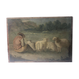 Shepherd painting with his flock