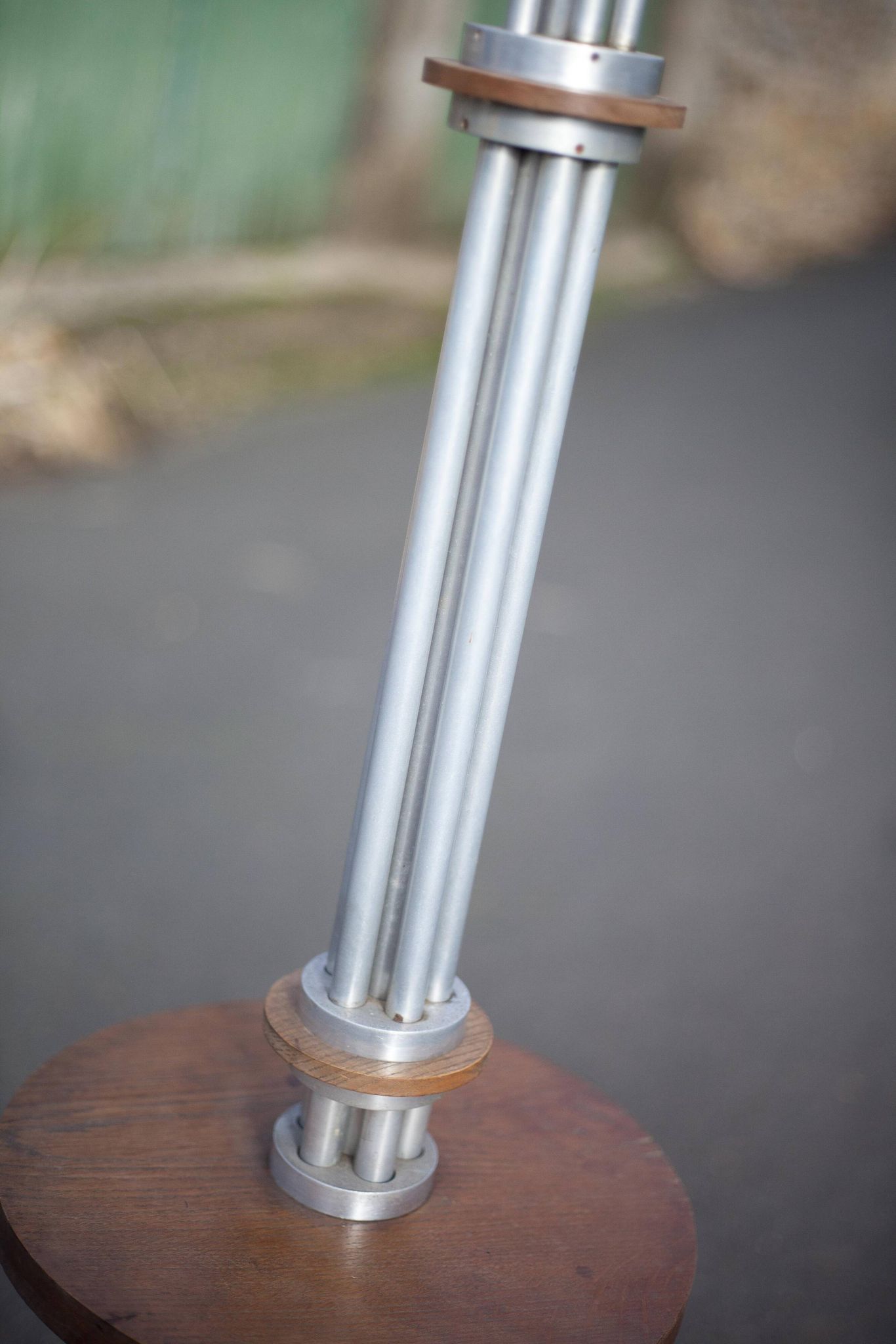 Art deco floor lamp, art deco floor lamp, wood and aluminum lamp, interior decoration
