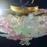 Charming Murano Barovier & Toso flowers flush light fixture, ceiling, 1960s