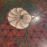 Stool Chinese pedestal table old red lacquer