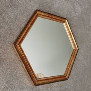 Vintage hexagonal bohemian chic mirror in gilded wood