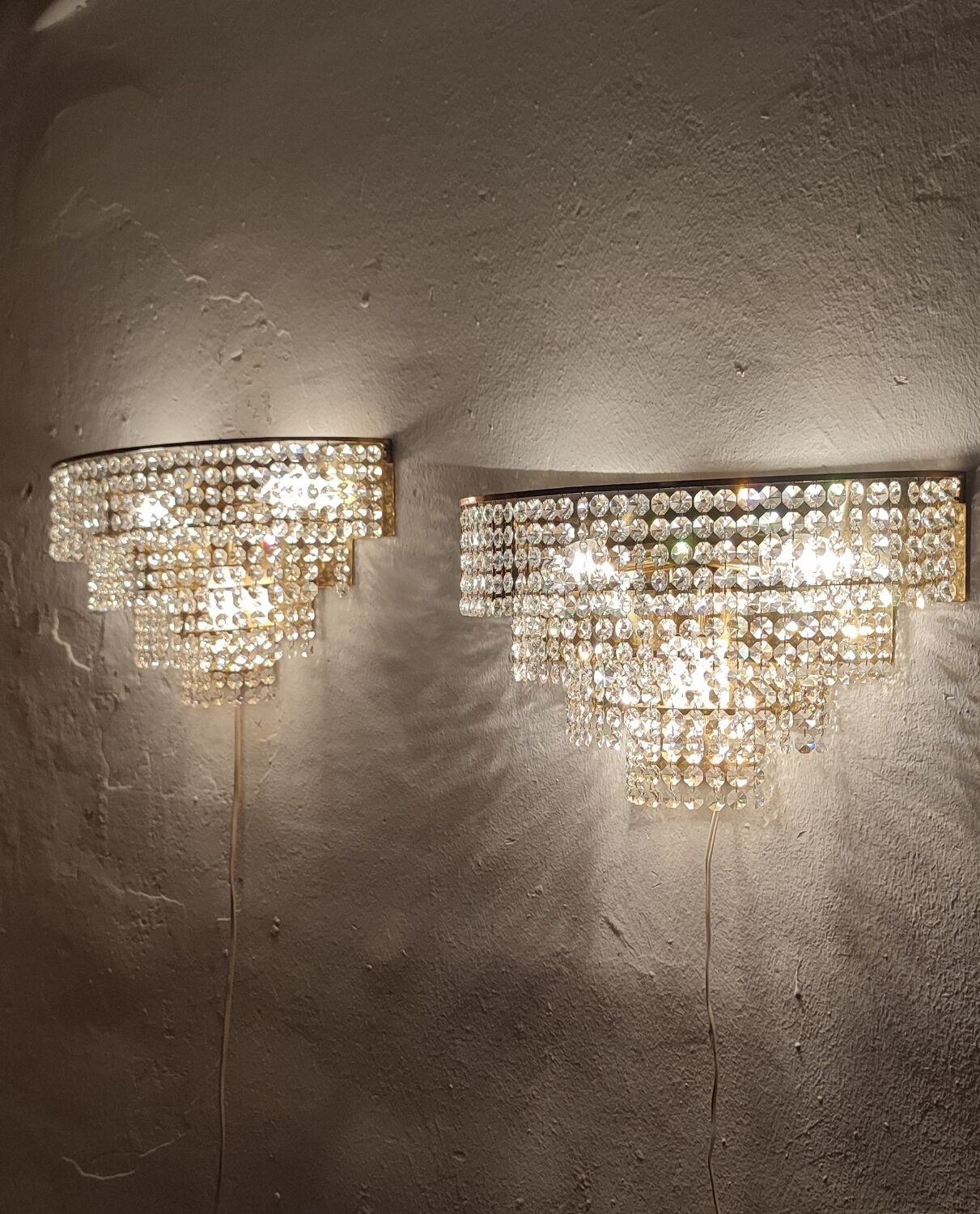 Appliques murales en cristal France années 1970